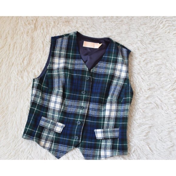 Vintage Sleeveless 90s Pendleton Plaid Waistcoat Vest - Picture 9 of 10